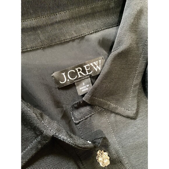 J. Crew Collection Mini Shirtdress Jewel Buttons Black Twill Short Sleeve 6 $198 - Picture 7 of 12